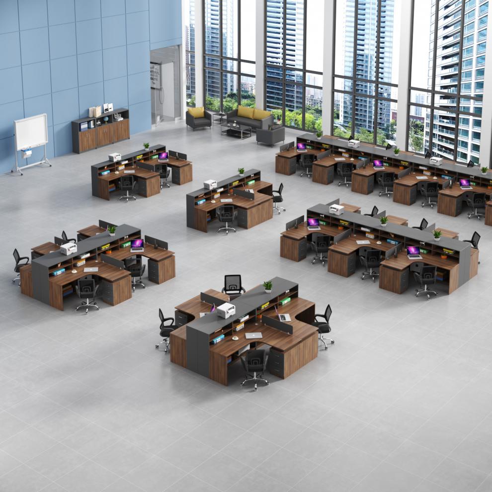 l型职员办公桌椅组合简约现代屏风工作位卡座办公室财务桌46人位f型2