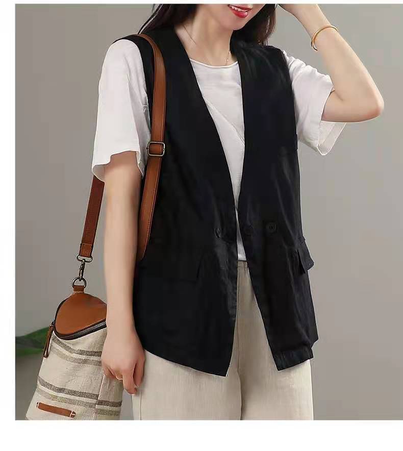 马甲女洋气款薄款女式马甲外穿洋气年轻夏装新款文艺复古马甲女显瘦