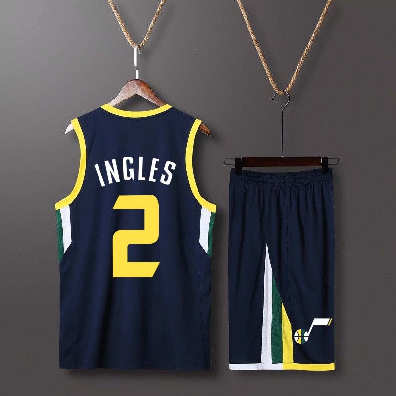 腾讯体育nba官方旗舰店同款爵士队篮球服45号米切尔3卢比奥2号因格尔