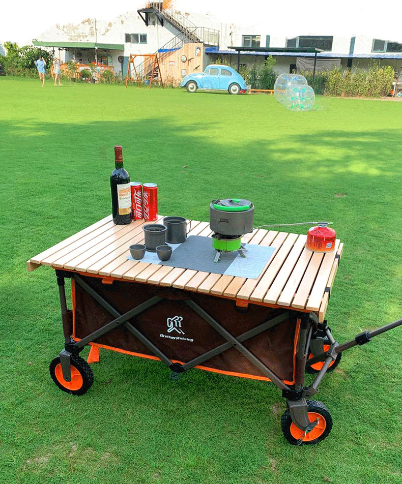 野餐车折叠 户外野营小拉车野餐车摄影买菜手推车折叠便携营地车桌板