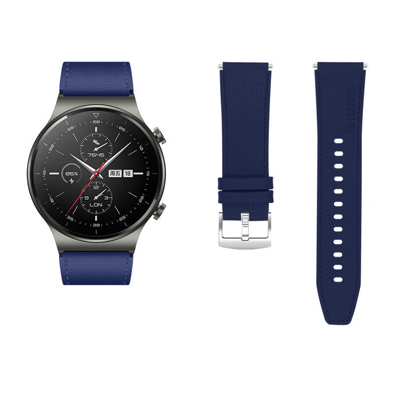 适配华为watchgt2pro表带gt2真牛皮46mm荣耀es男女款gt2e硅胶绿红色