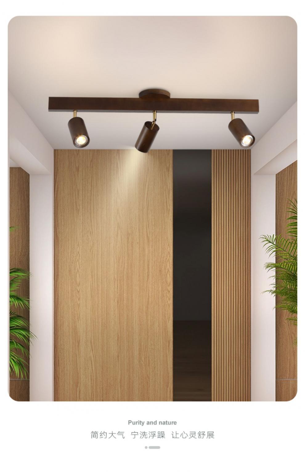 装饰画射灯 客厅轨道灯背景墙现代实木画廊展厅衣帽间服装店日式原木