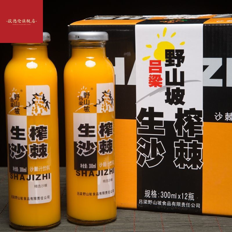 山西吕梁野山坡沙棘汁夏季饮品饮料原汁野生榨果汁罐头300ml8瓶装
