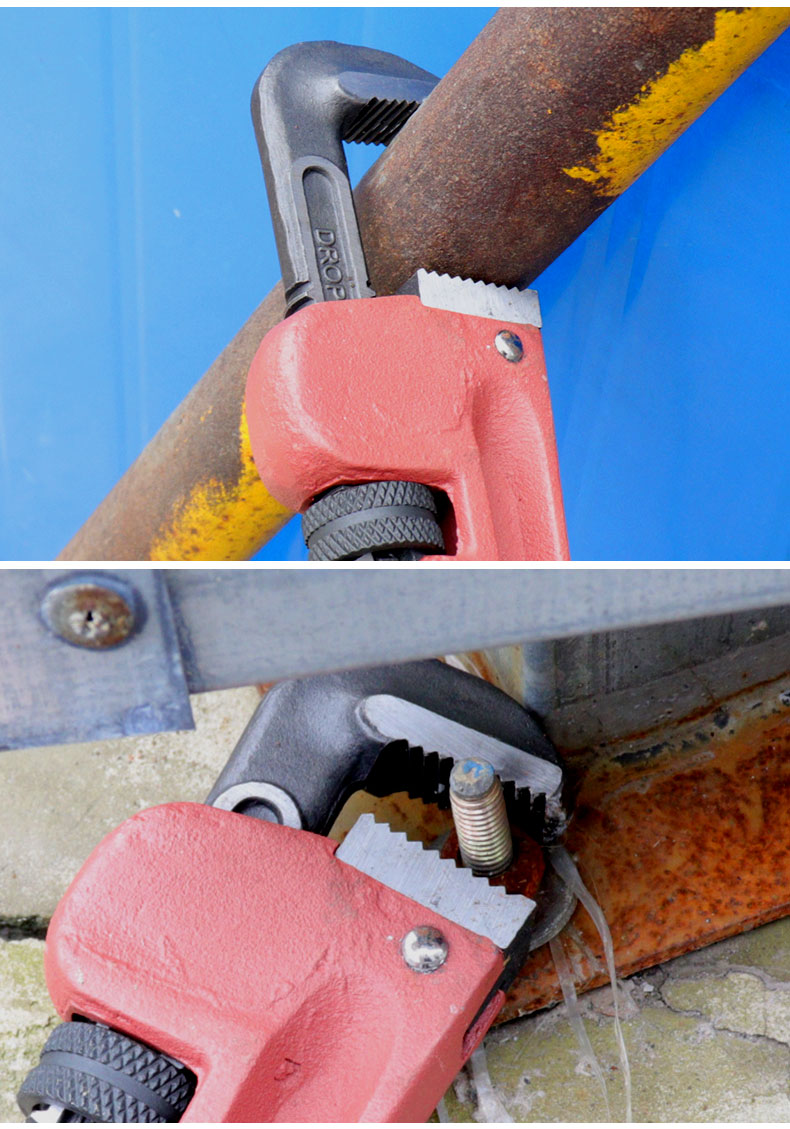 重型管子钳多功能扳手家用水管钳两用喉钳10寸大小管钳 红柄铸铁管钳