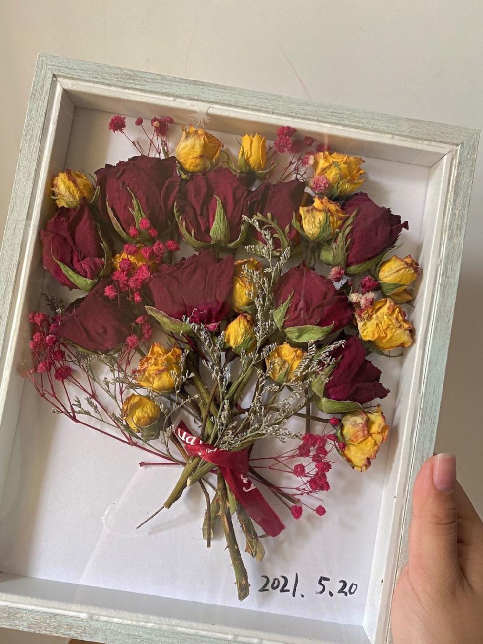 干花相框干花相框立体中空标本相框装放玫瑰花diy手工收纳保存相框