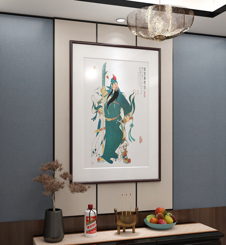 关公挂画武财神 关公画像挂画中式入户玄关装饰画关羽关二爷武财神