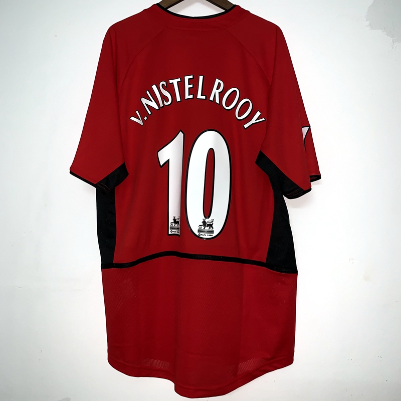 曼联球衣0204赛季英超红魔主场范尼贝克汉姆c罗短袖足球队服白色单