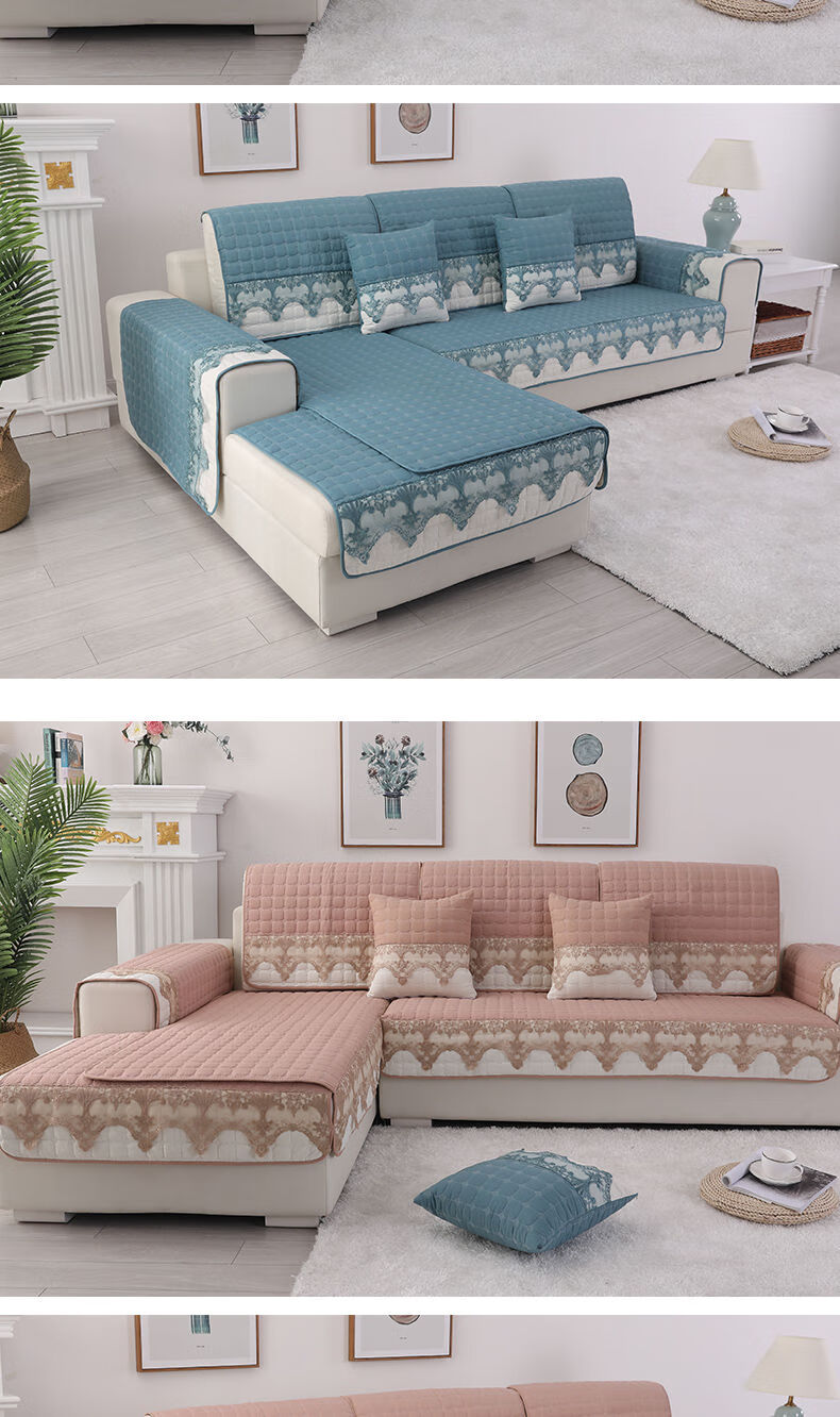 花仟陌沙发垫四季通用布艺沙发套全包套靠背巾罩全包盖套装实木防滑