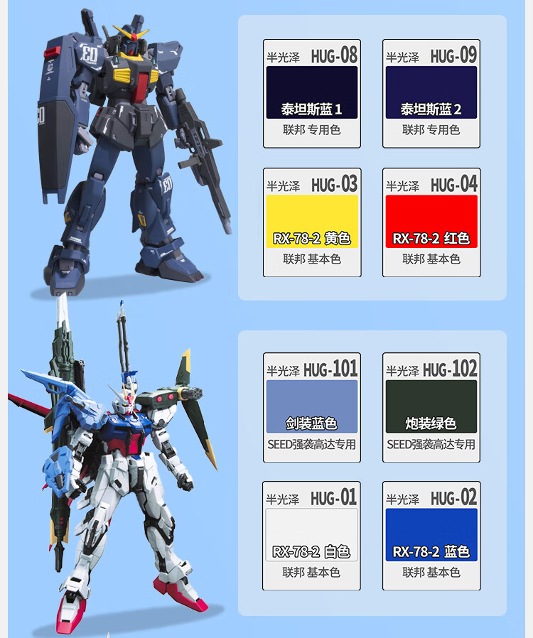 郡士高达水性漆系列hug01hug09模型夏亚泰坦斯rx78上色油漆郡士hug05