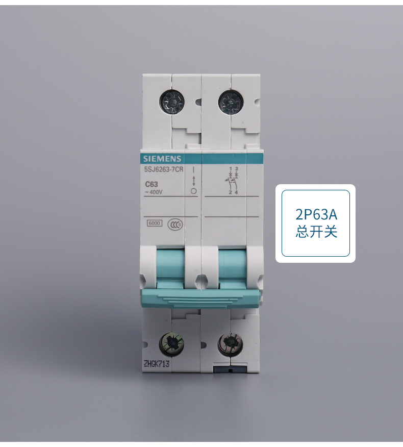 西.门子空气开关2p25a32a40a63a总开关家用断路器绿色保器 20a 2p【图