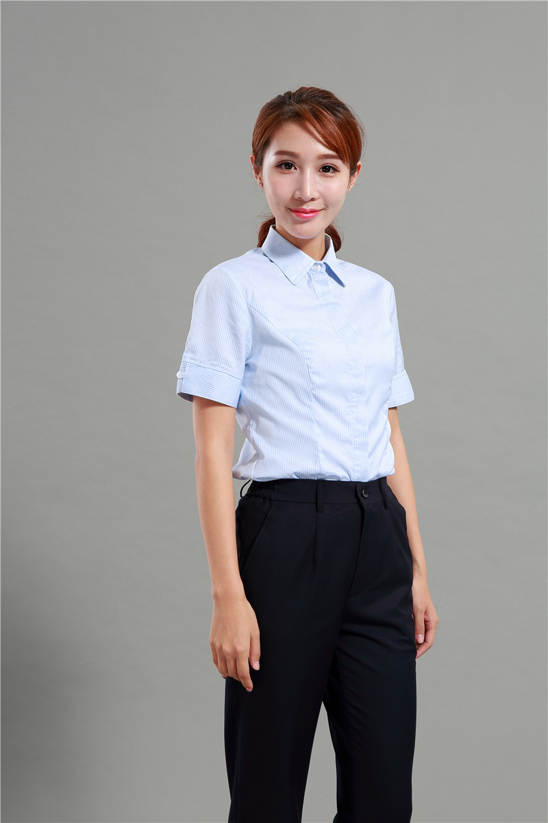 浦发银行行服女衬衫长短袖衬衫条纹工装面试职业装浦行金融保险制服