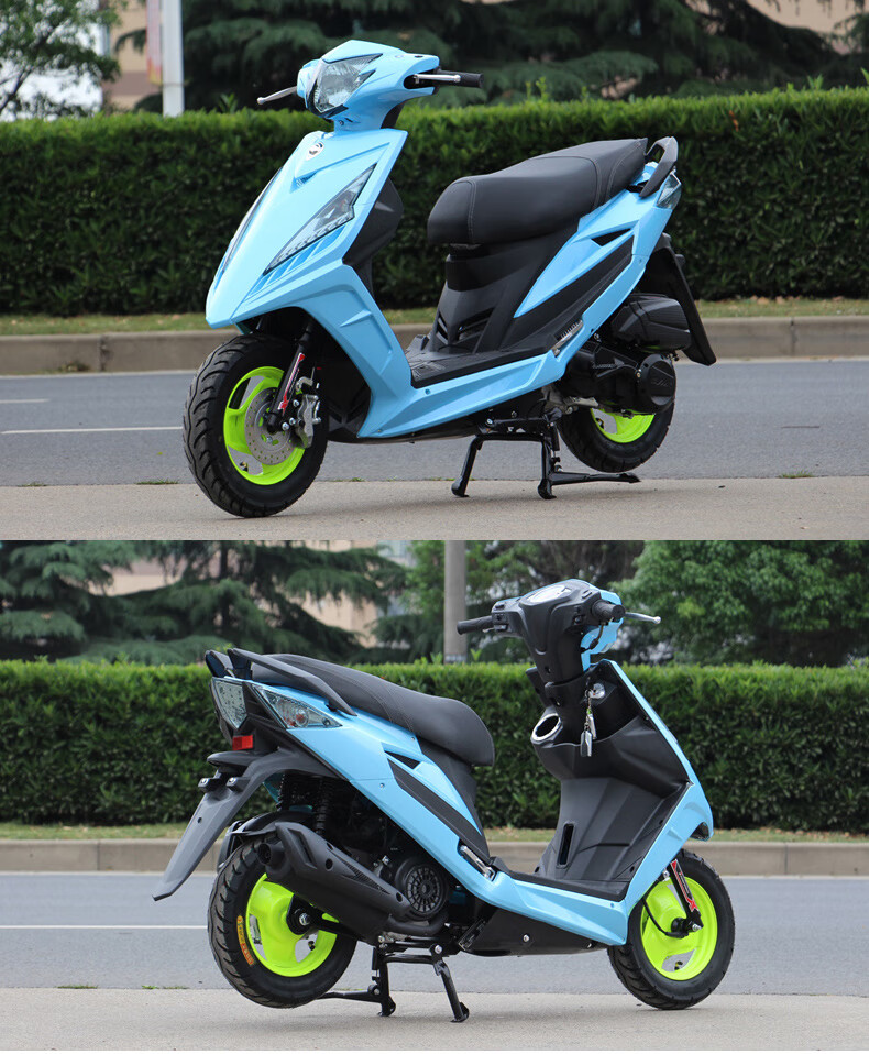 战速鬼火摩托车 125cc燃油国四款鬼火踏板车可上牌外卖车跑车 蓝色