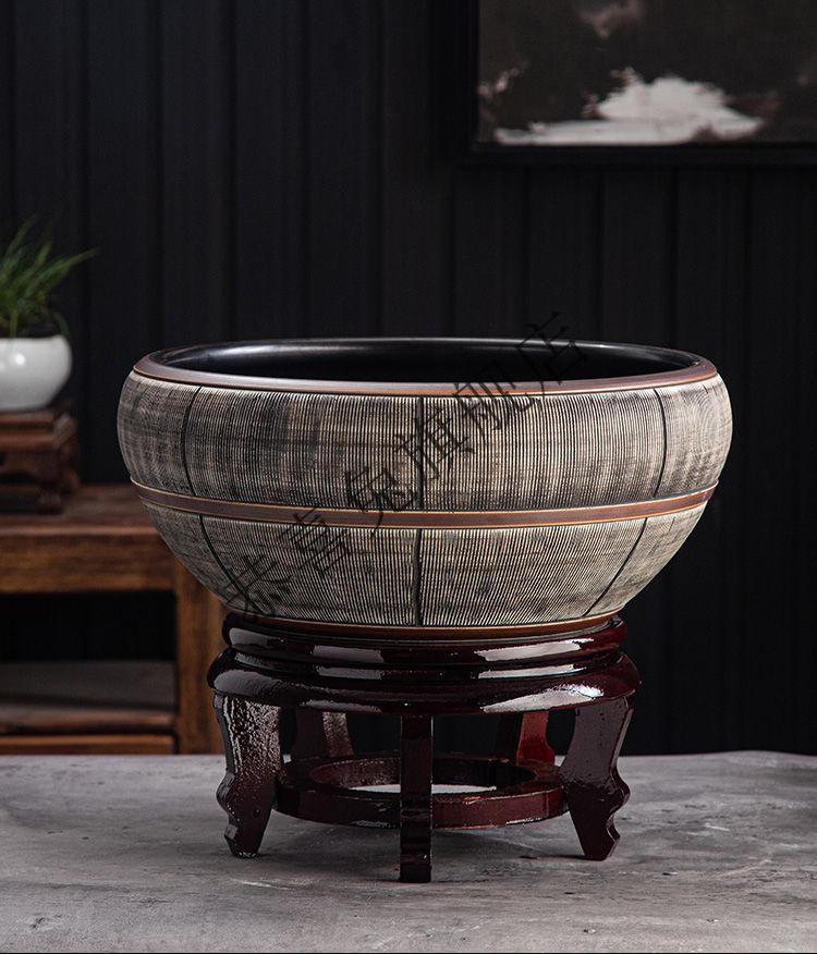 陶瓷鱼缸养金鱼盆乌龟缸睡莲碗莲缸荷花盆客厅摆件创意复古风水缸京闪