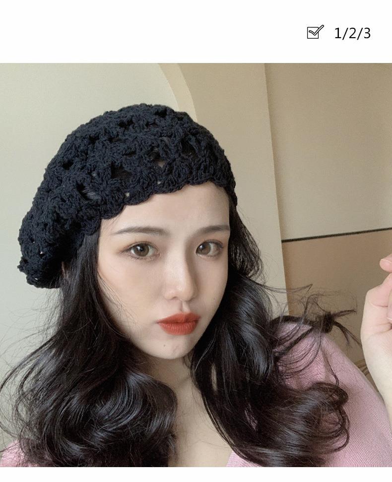 心墨染新品冷帽薄款夏天帽子手工帽女春秋时尚百搭韩版潮画家针织毛线