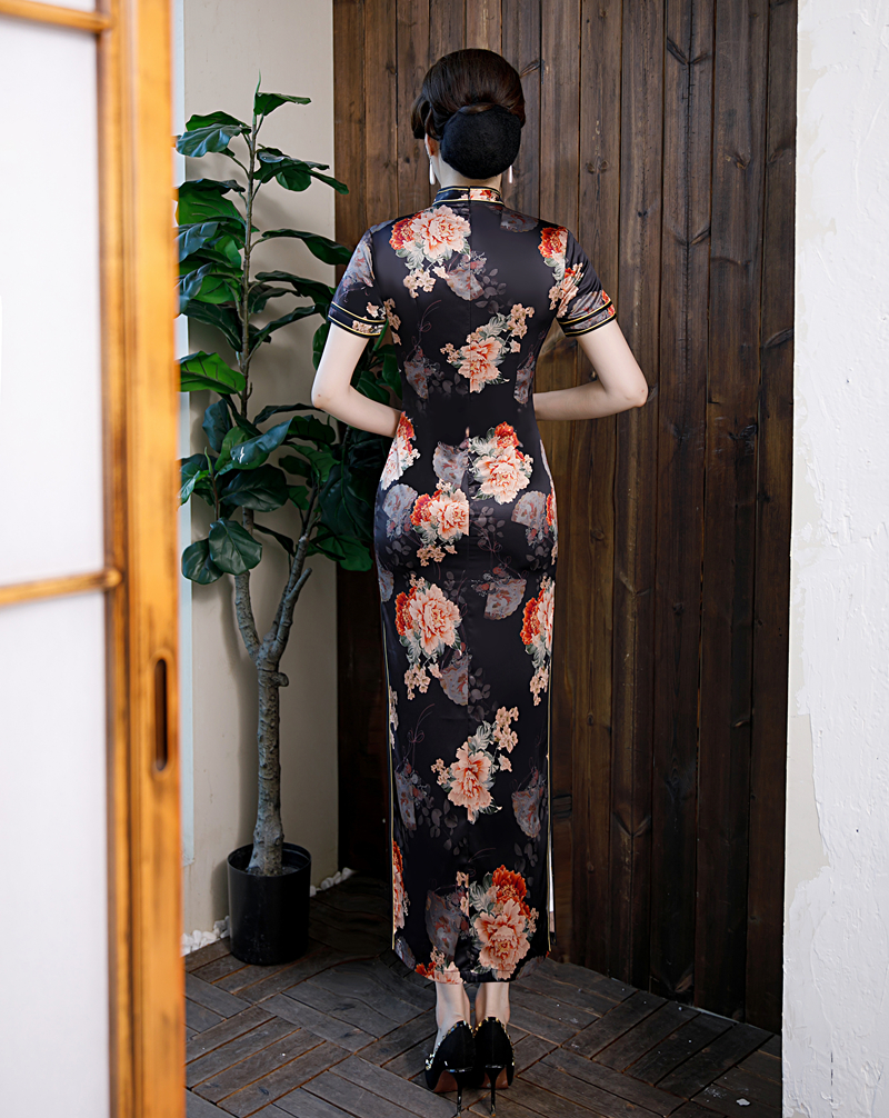 高考妈妈穿的衣服大码旗袍女加肥加大码女旗袍年新款200斤 灰色2236