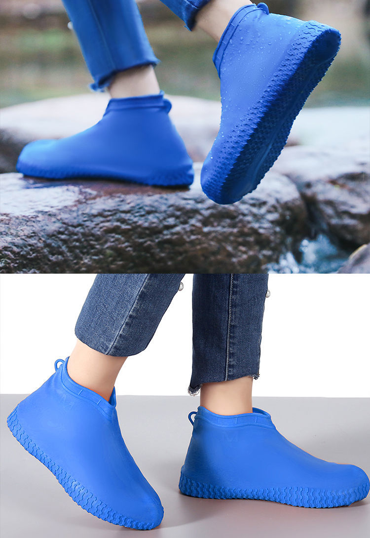 大码雨鞋套男48特大码下雨鞋套防水雨天男女学生成人户外 中筒 黑色