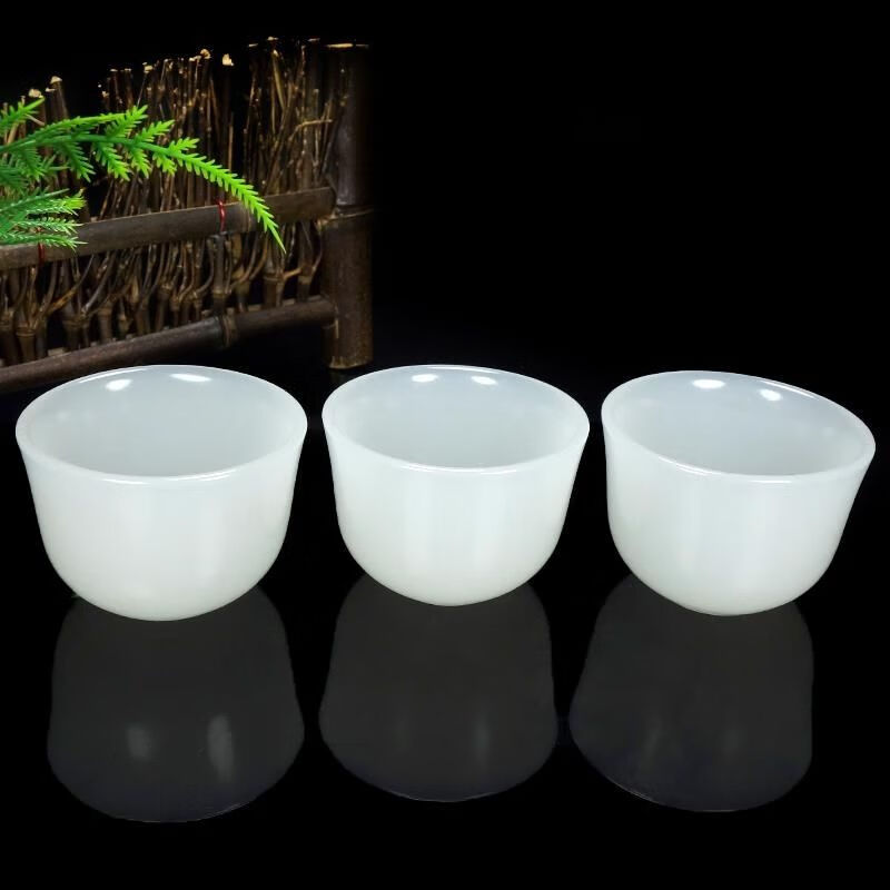 天然阿富汗玉石茶杯酒杯功夫茶具养生高端玉石单个主人杯套装玉器美