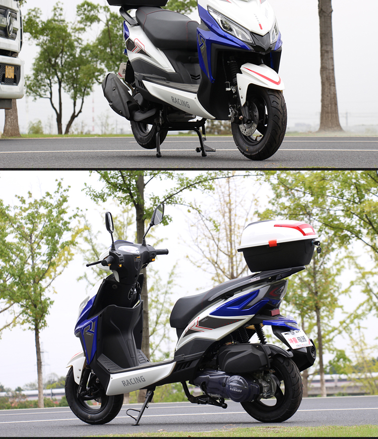 新款国四电喷风行踏板摩托车燃油车125cc省油摩托车整车可上牌 白分黑