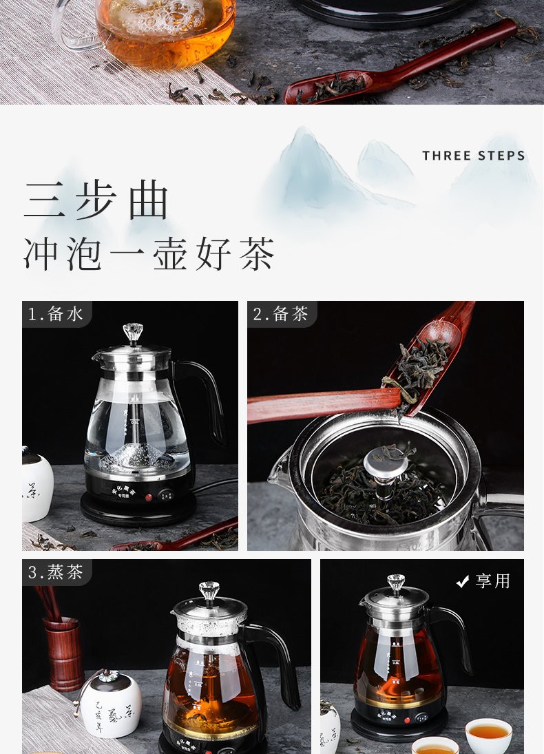 德国精工安化黑茶煮茶器全自动家用壶蒸蒸汽brangdya2分茶壶套杯