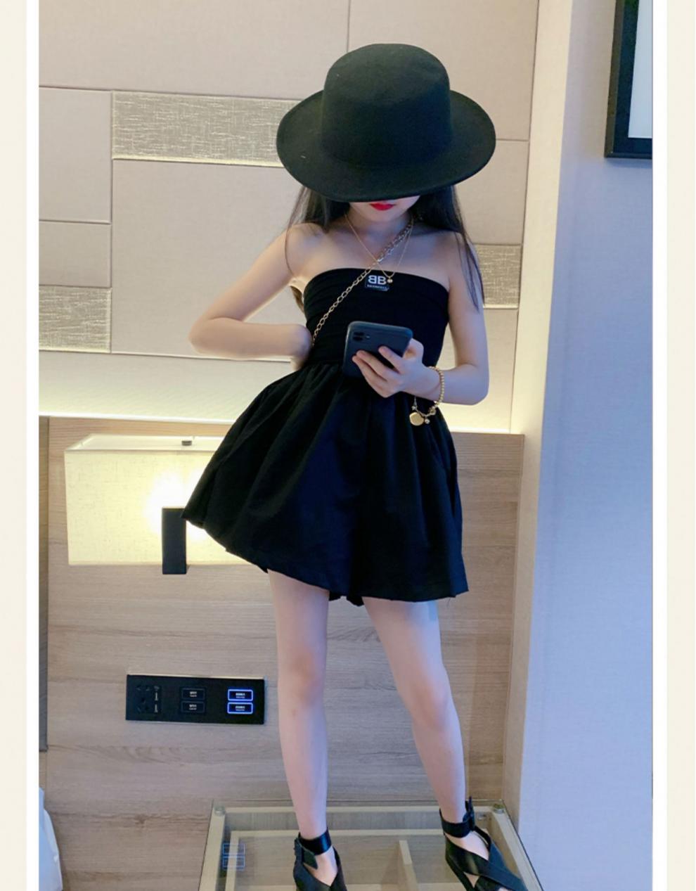 vhuisa女童连衣裙夏季洋气时髦女大童网红抹胸吊带裙儿童夏装炸街潮