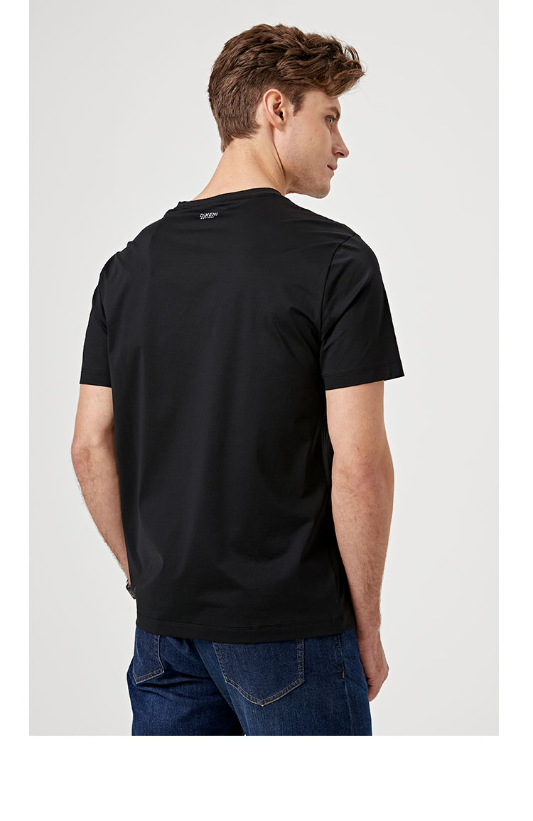 迪柯尼dikeni高端轻奢男装 时尚设计感压烫撞色字母印花短袖棉t恤