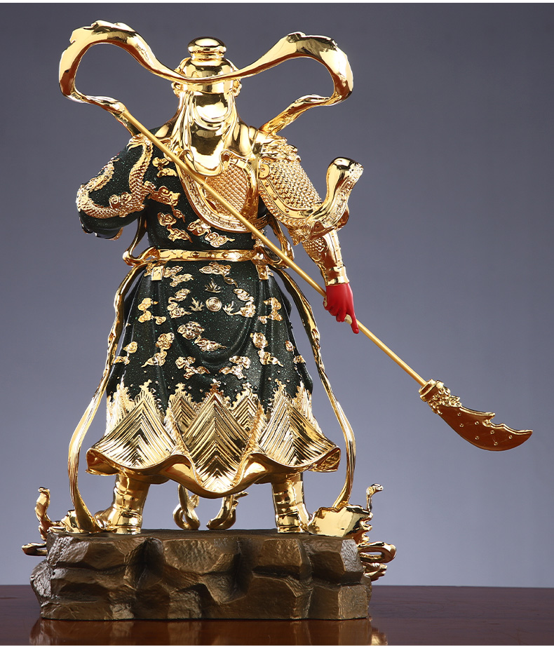 九黎 纯铜鎏金韦陀菩萨佛像家用伽蓝菩萨护法神像守护神关公财神摆件