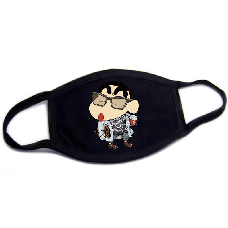 新品蜡笔小新口罩蜡笔小新口罩可爱卡通黑色棉质口罩防晒加厚夹棉保暖