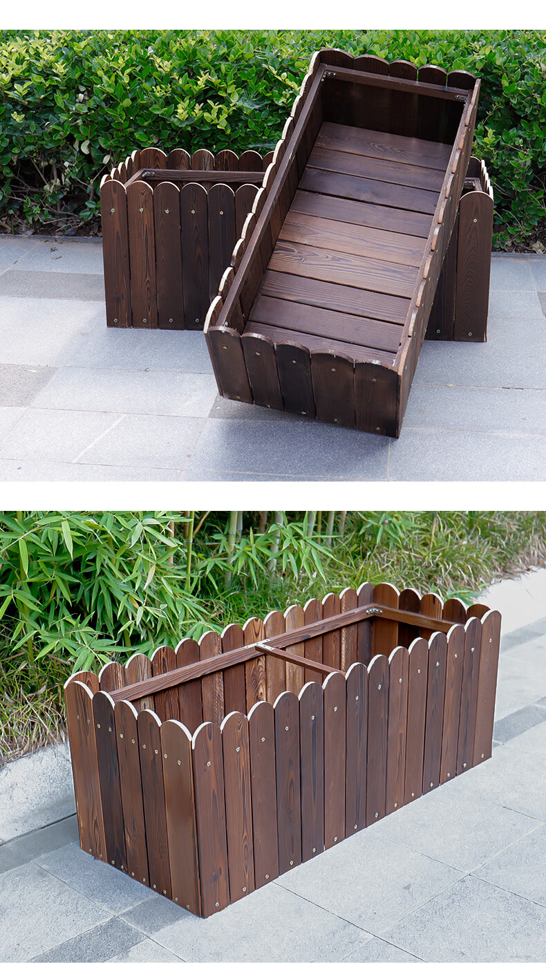 露台花槽阳台防腐木花箱户外庭院碳化实木质种菜花槽特大长方形种植箱