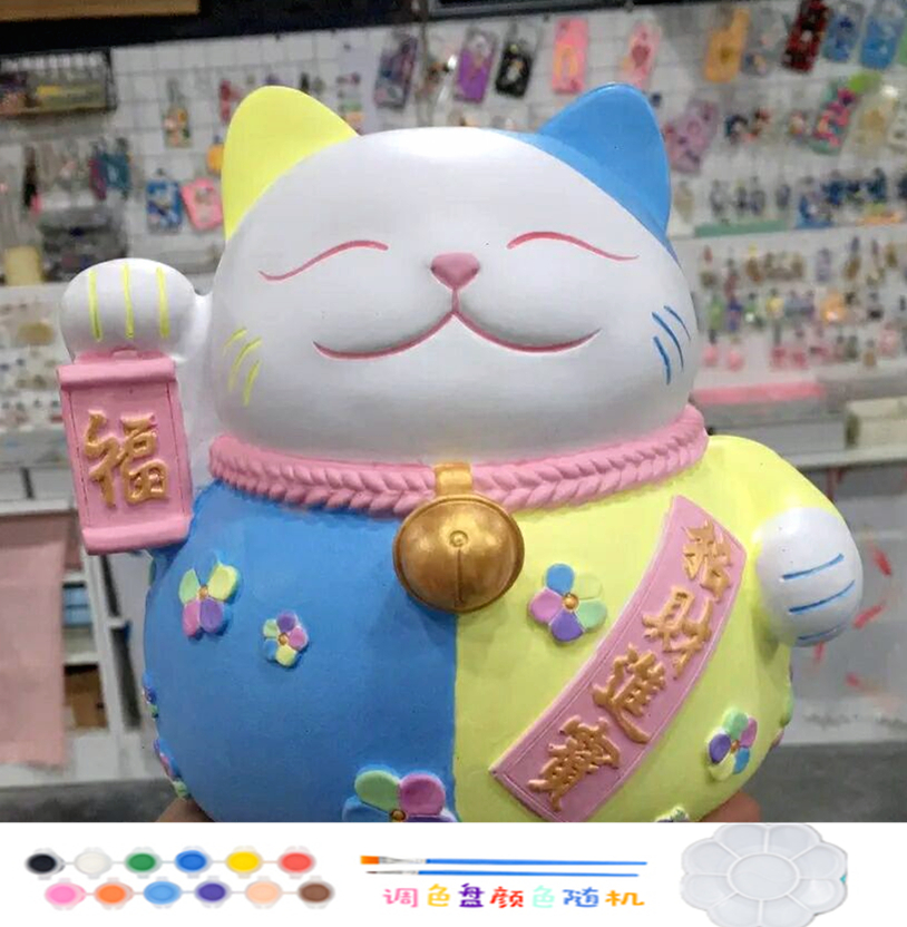 绿野客石膏娃娃涂色史迪仔网红上色石膏像卡通彩绘非摔不坏diy涂鸦白