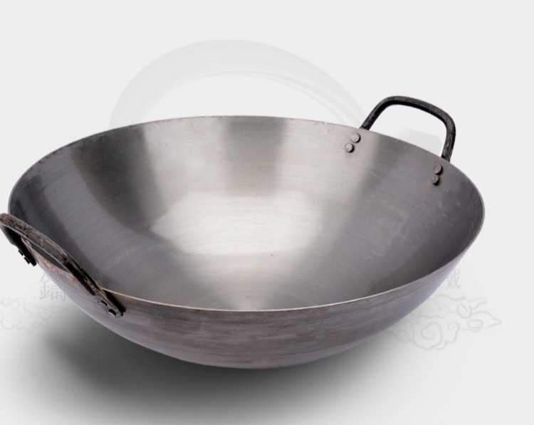 厨师饭店食堂商用炒锅大马勺猛火灶传统老式大铁锅炒勺炒菜锅边锅