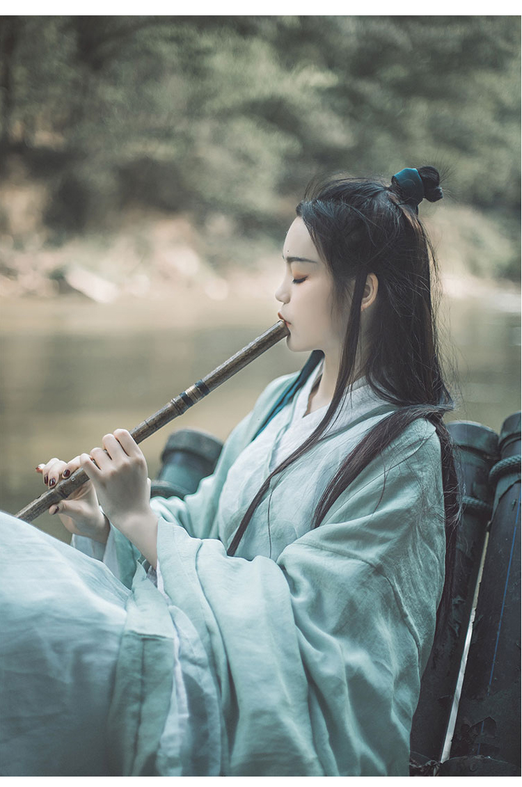 exemaba清平调魏晋风汉服女古风武侠客绿色素雅中国风