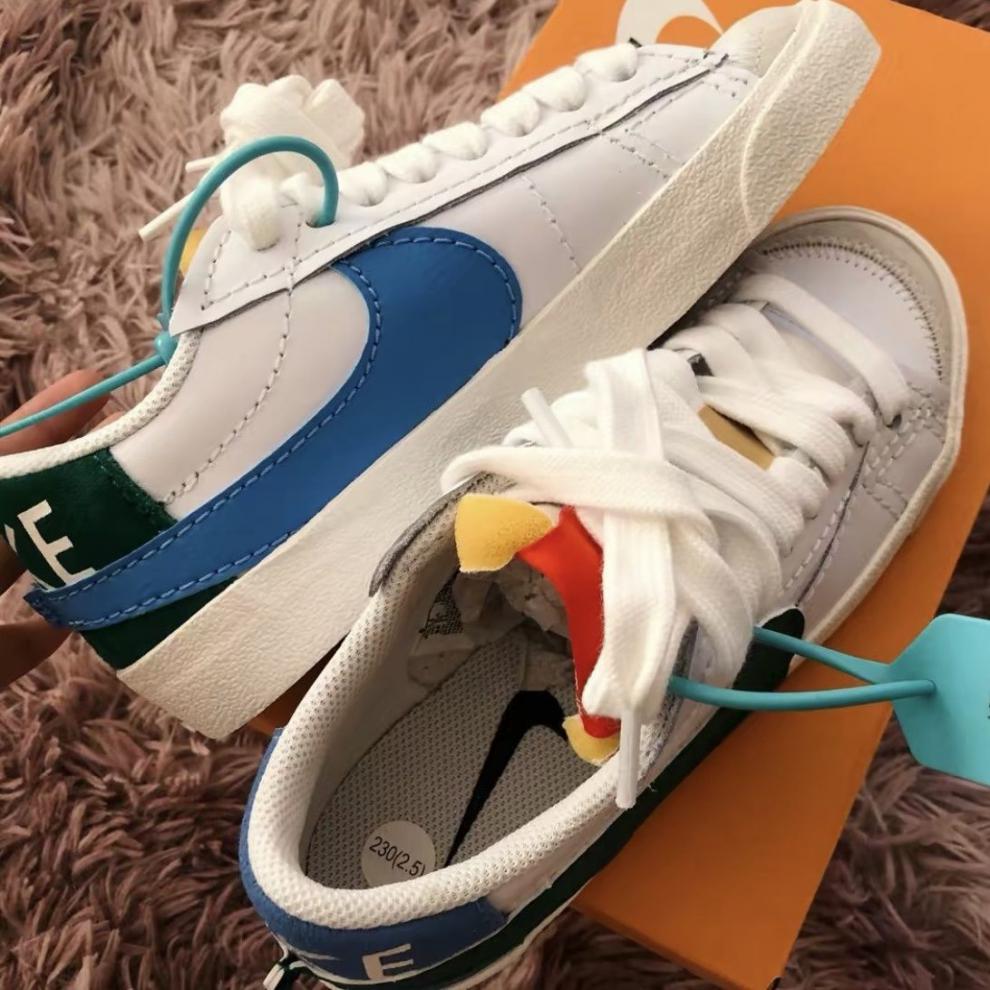 莆田高品质ajsb开拓者vibe风男鞋板鞋blazer低帮女鞋黄棕绿拼接运动鞋