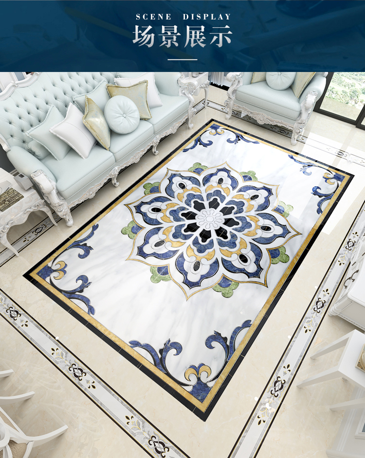 帕肯尼客厅拼花瓷砖地毯瓷砖进门口入户玄关拼图地板砖抛晶砖餐厅瓷砖