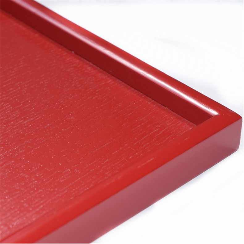 红色实木长方托盘茶盘日式茶盘茶具果盘托盘婚礼盘40282红色斜边