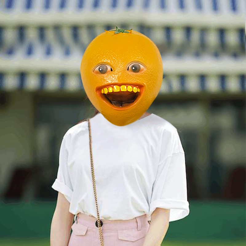 抖音同款会说话的搞笑橙子头套万圣节可爱搞怪表情包沙雕橘子面具 抖