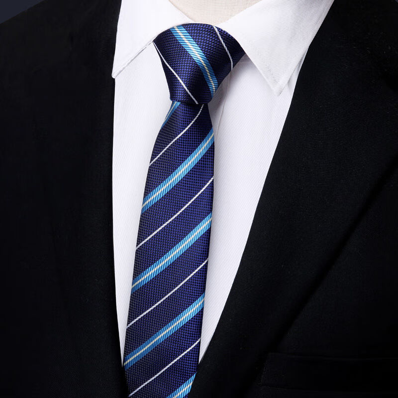 新品律师袍领带窄版6男女韩版时尚休闲细领带6厘米黑色细纹手打款