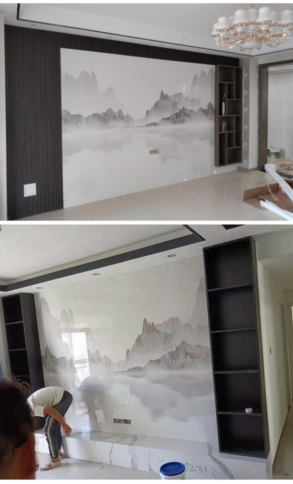 岩板背景墙岩板电视背景墙800x2600连纹岩石大板大气轻奢背景墙电视墙