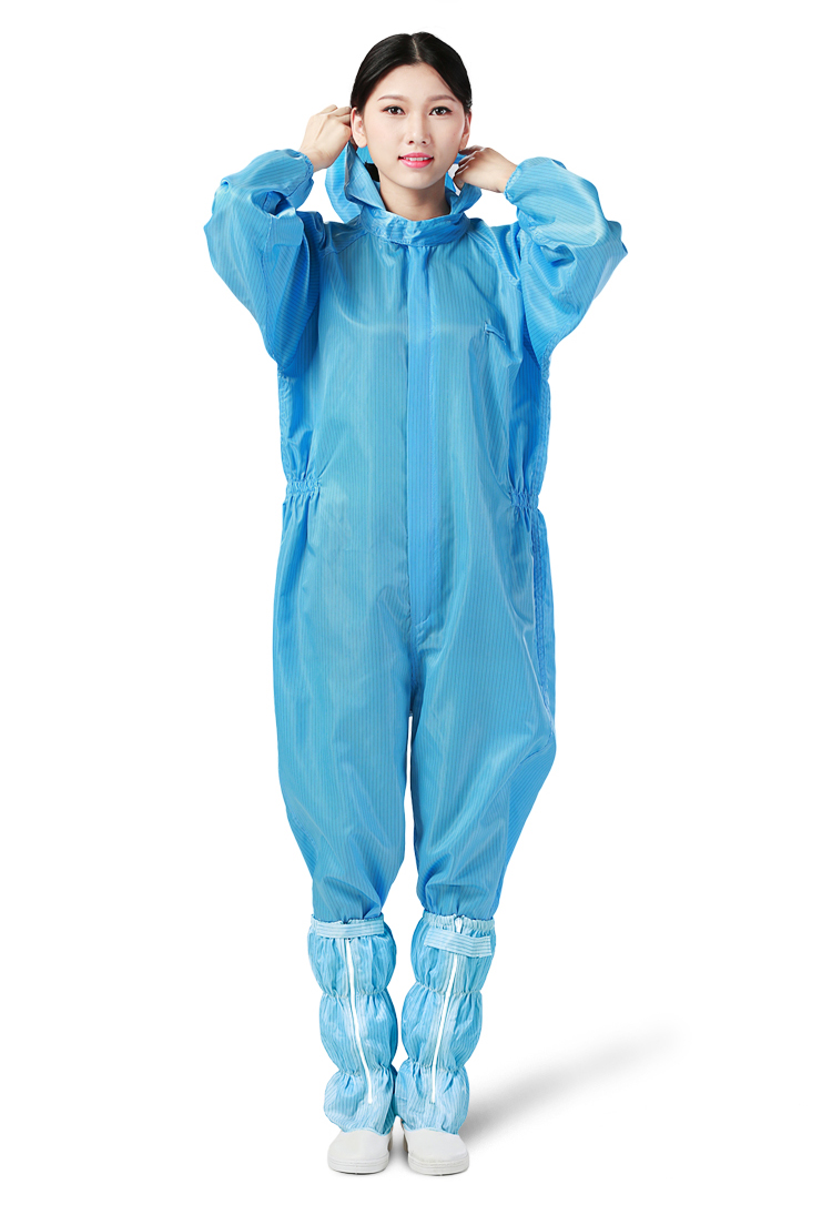 无尘服连体配鞋全身服工作服加鞋子净化服防尘服无尘衣服 粉色分体连