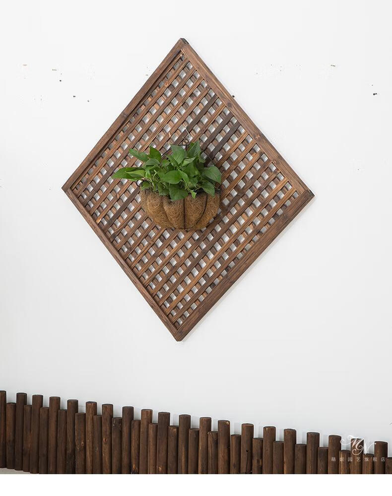 网格挂墙花架壁挂花架碳化防腐木围栏爬藤花架墙面吊顶装饰加厚 直