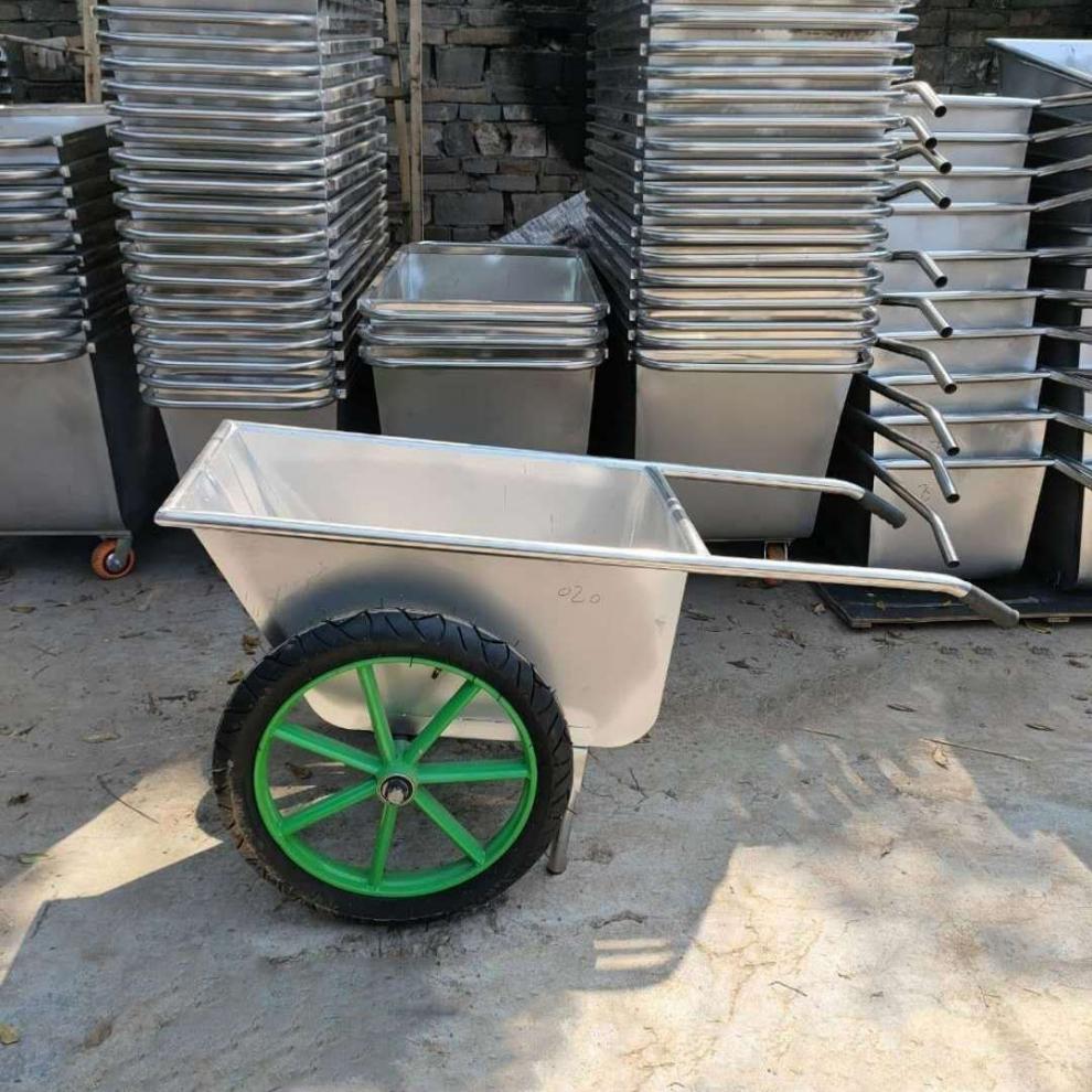 不锈钢饲料车手推车养猪喂料车养殖场推料车饲料推车猪厂鸡厂推车