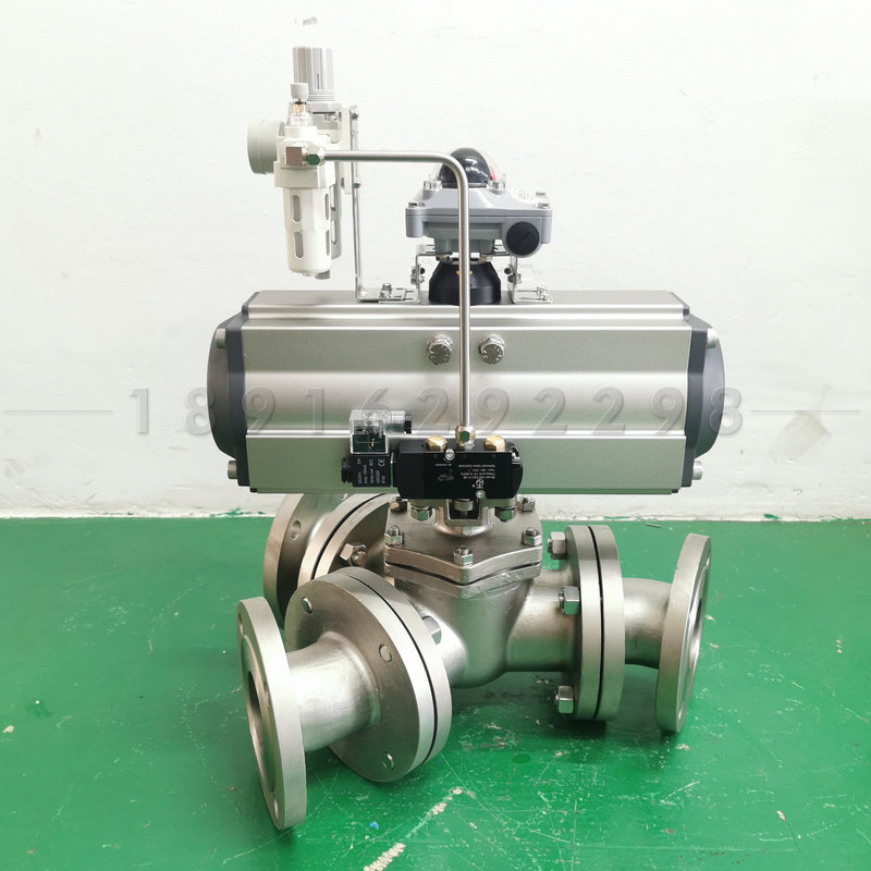 yq643f气动y型三通换向阀dn50颗粒粉料水45度135度120度转换球阀 更多