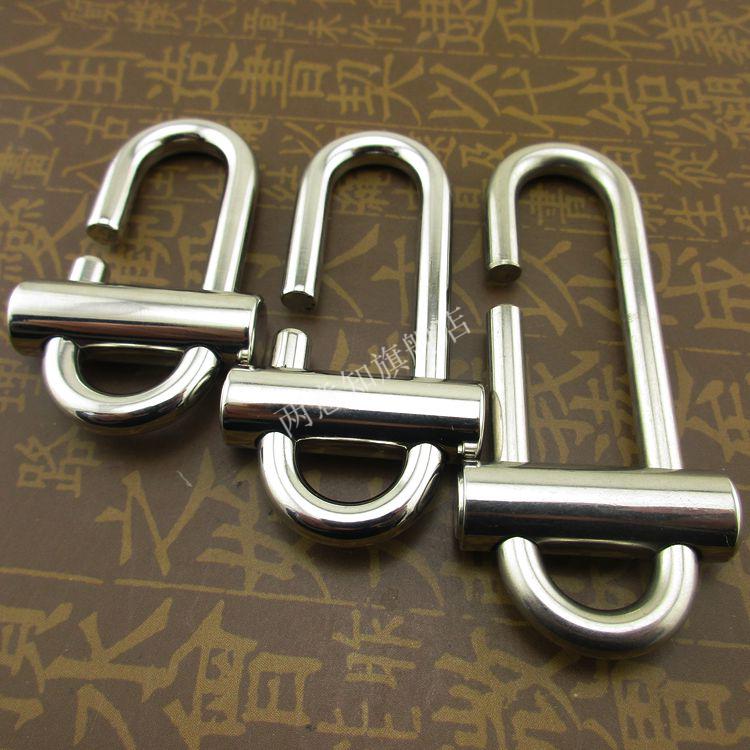 鲁班锁钥匙扣 手工304全不锈钢钥匙扣环圈中字扣鲁班锁潮男汽车腰挂扣