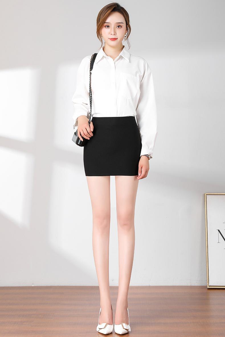莲絮黑色职业包臀裙女高腰短裙工装工作半身裙弹力一步裙矮小个子包裙