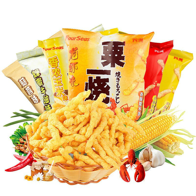 粟一烧玉米条粟米条80g3袋栗一烧小吃膨化食品办公室零食品烧烤味80克