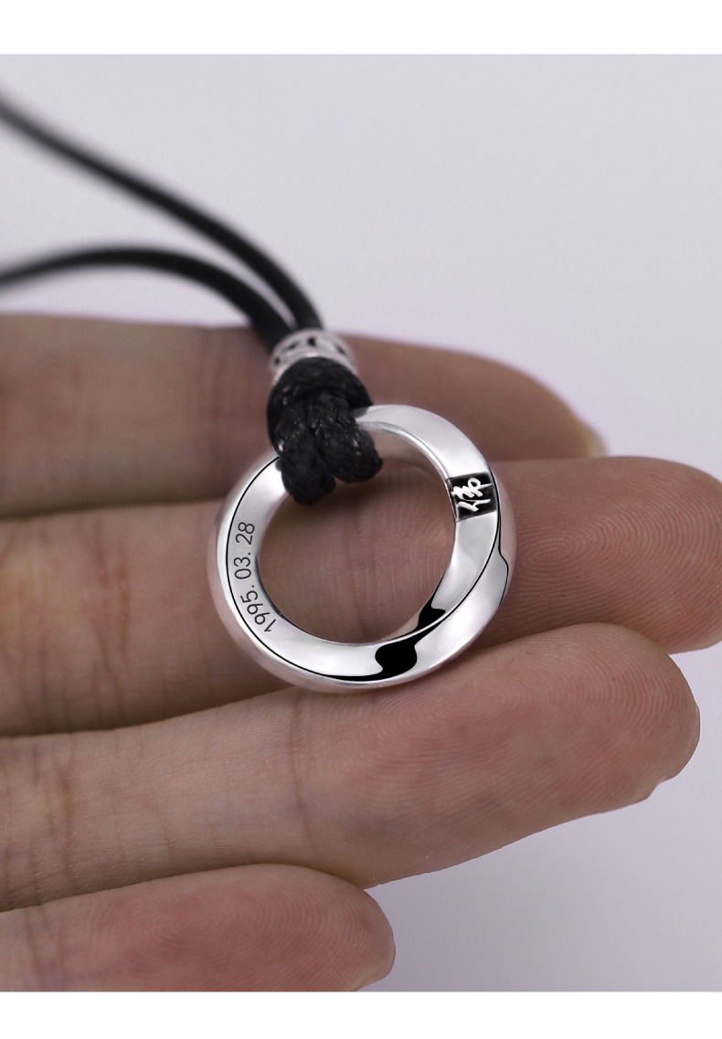 奢莱斯勒(sleisia)定制刻字莫比乌斯环项链男平安扣小众吊坠男生潮牌