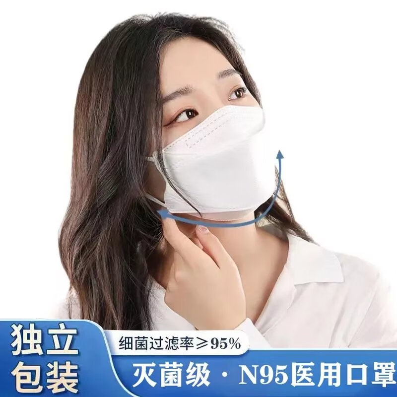 一次性防护医用口罩n95医用口罩耳挂式阻隔飞沫血液体液分泌物防病毒