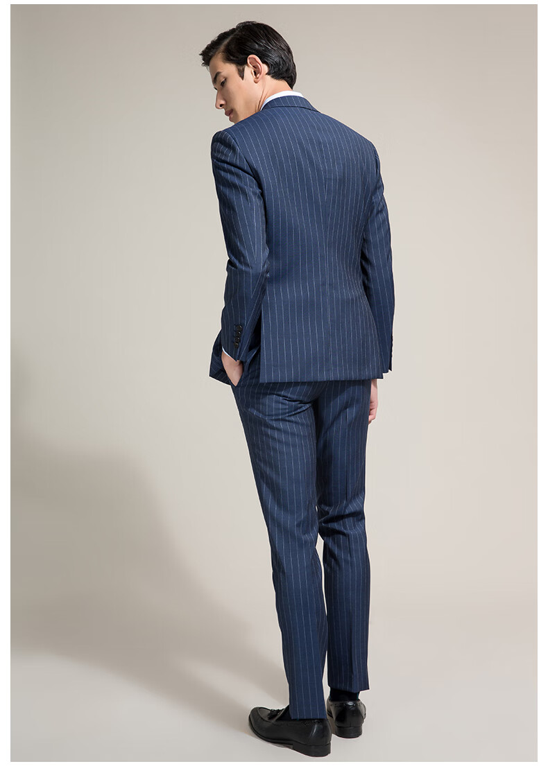 callisto卡利斯特男士上衣藏青条纹商务休闲西服男装sobwj041na 藏青