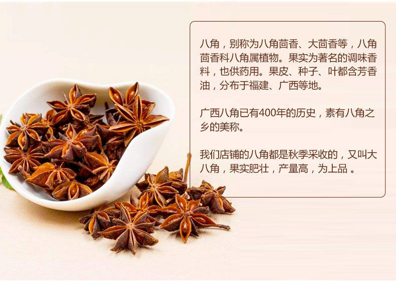 广西正宗八角大茴香卤肉味调料香料批发炖肉煲汤大料 八角粉500g【粉