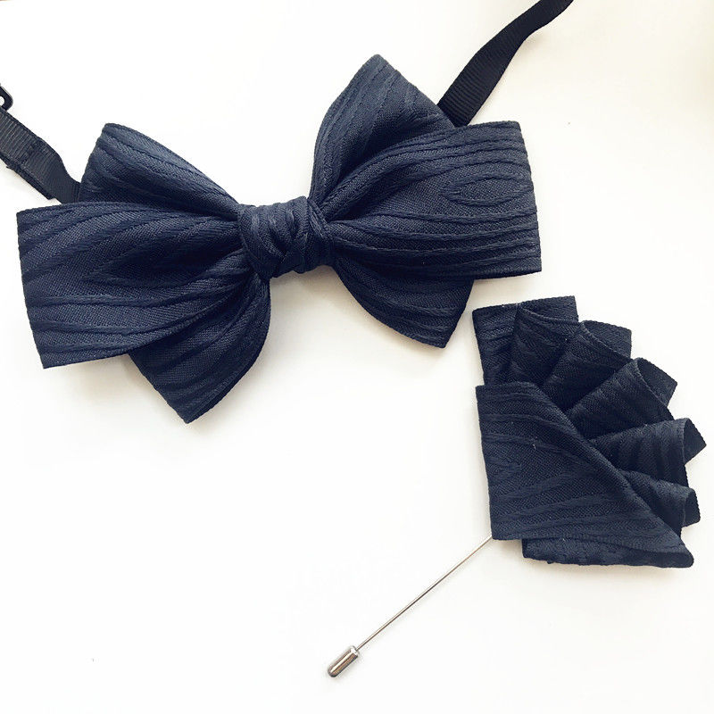 新品男士衬衣领结酒红花纹新郎领结男正装结婚伴郎宴会黑色蝴蝶结灰色