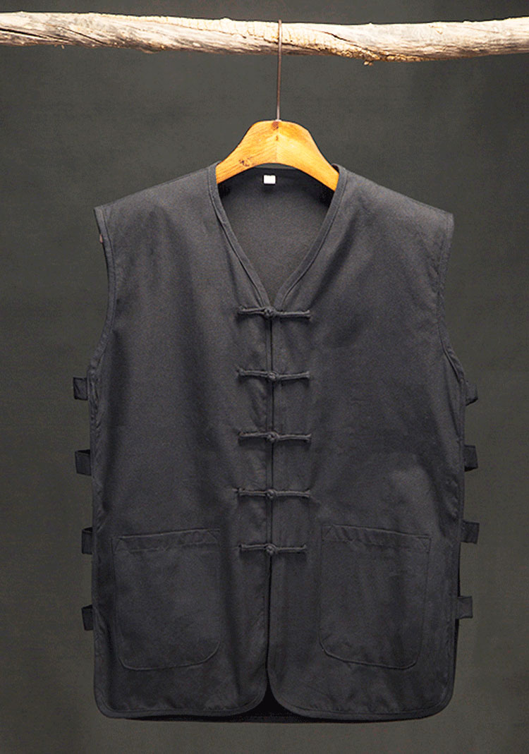 中老年马褂背心盘扣老头衫老粗布马褂男坎肩风唐装马甲中式盘扣老头衫